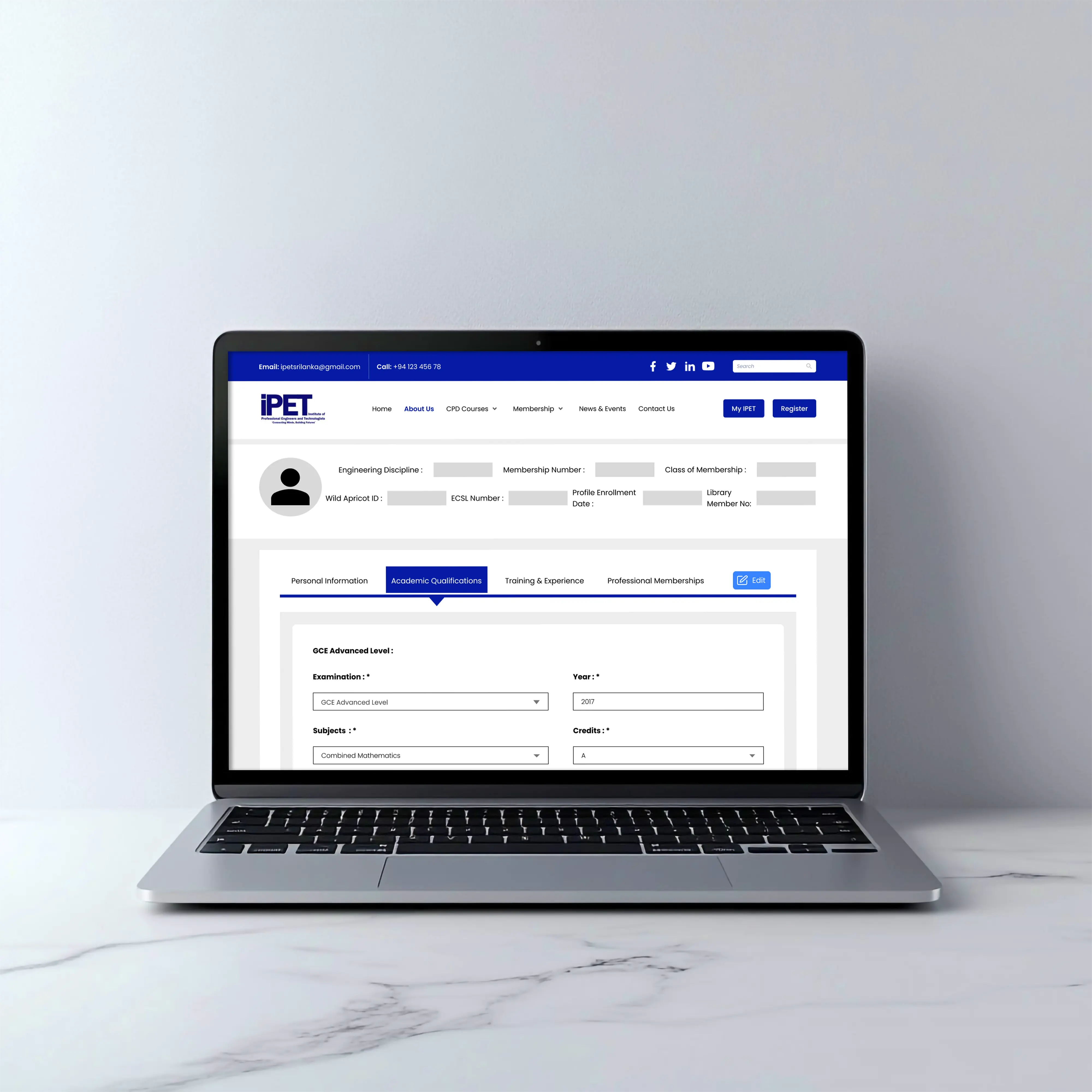 IPET Registration — Web Application